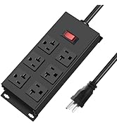 JUNNUJ Heavy Duty 20 Amp Power Strip, Garage 6 Outlets Metal 12 Gauge Surge Protector 3000J, High...