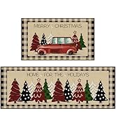 StepRite Kitchen Mats for Floor,2 PCS Christmas Kitchen Rugs, Non-Slip Bottom with Christmas Tree...
