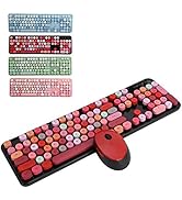 PUSOKEI Retro Keyboard Mouse Set Typewriter Keyboard Wireless, Desktop Cute Keyboard, 104 Keys Ke...