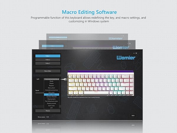 60% Gaming Keyboard with Light Box, Wired RGB Backlit Mechanical Keyboard with MCA Keycaps