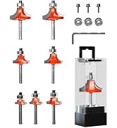 Crosstar 7Pcs 1/4" Shank Carbide Roundover Router Bit,2-Flute Top Bearing | Corner Rounding Over ...