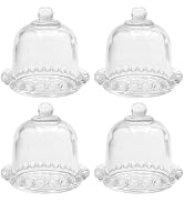 MDEOOSKY 4 PCS Mini Cake Domes Cookie Display Cake Holder Cake Stand Cake Plate Dome Cover Fruit ...