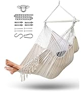 MIZTLI Hammock Chair Hanging Chair Swing Chair XXL Large Macrame Swing Indoor Hammock for Bedroom...