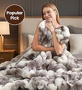 Cozy Bliss Faux Fur Throw Blanket for Couch, Fuzzy Soft Plush Thick Bubble Blanket for Sofa Bedro...