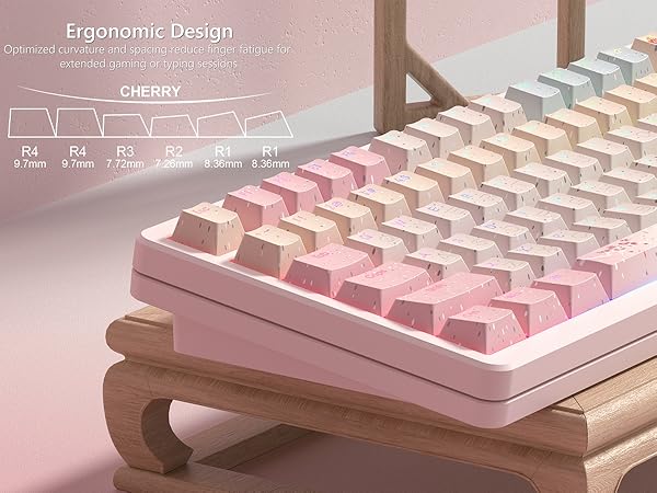 Pink Keycaps 60 65 75 100 Percent, Cute Japanese Keycaps with Shine Through