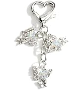 Triple Crystal Butterfly Keychain for Women Elegant Gemstone Key Ring Nature Inspired Keychains Gift