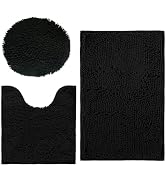 AINAHYVA Bathroom Rugs Chenille Bath mat 3 Piece Set, Super Absorbent, Strong PVC Non Slip Unders...
