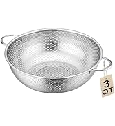 JIDSPWLS Stainless Steel Colander, 3-Quart Micro-Perforated Metal Colander Strainer with Handle f...
