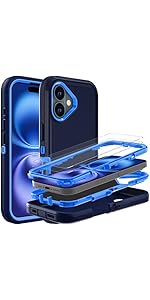 YKHJKLEC for iPhone 16 Case, Military Grade 3 in 1 Heavy Duty Shockproof/Drop Proof/Dust Proof Case ...
