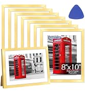 HOMERHYME 8x10 Picture Frame Set of 8, Gold Photo Frames for Gallery Wall Mounting or Table Displ...