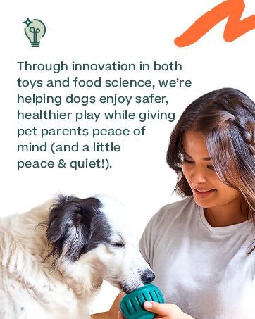 A pet owner uses an enrichment toy to provide their dog with a calming, healthy play session.