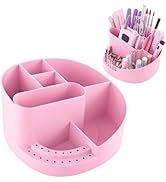 MelodySusie Pink Acrylic Nail Tools Storage Box with 18 Holes &amp; 7 Compartments,Sturdy Large Capac...