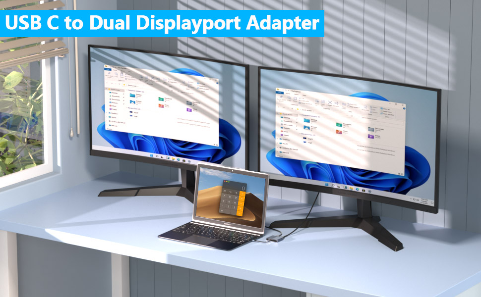 USB-C to Dual DisplayPort Splitter