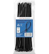 Zip Ties 12 inch 100 Pack Black 50 lb Tensile Strength Self - Locking Nylon Cable Management UV R...