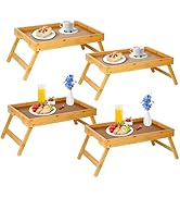 Asuthzon Bed Tray Table with Folding Legs, Breakfast Food Trays for Eating on Couch, Snacking and...