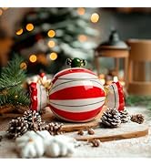 DIF DECO Christmas Candy Jar with Lid,Kitchen Decorative Ceramic Canisters for Food,Xsmas Decor C...