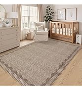 Scalloped Washable Rug 3x5 Non-Slip Low-Pile Indoor Rugs for Entryway Solid Coffee Modern Minimal...