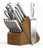 Astercook Knife Set, 15 Piece German Stainless Steel Kitchen Knife Set with Built-in Sharpener, O...