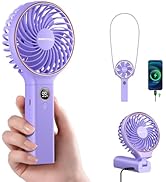 SWEETFULL Handheld Fan, Portable Fan, 5000mAh Rechargeable Battery, 6 Speed Wind, LED Display, Pe...