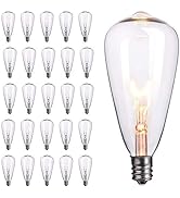 25-Pack Edison Replacement Light Bulbs,7-Watt E12 Candelabra Base ST40 Replacement Clear Glass Li...