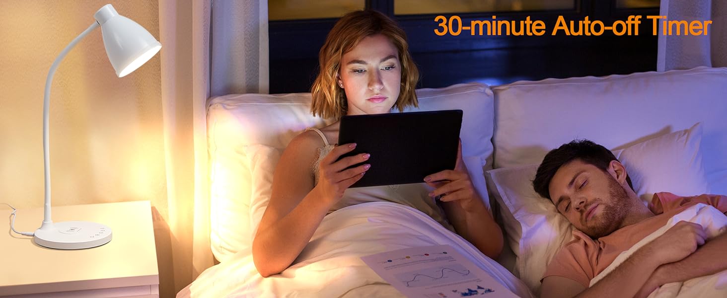 Desk Lamp for Home Office LED Desk Light USB Charging Ports Bedside Table Lamp for College Dorm Room