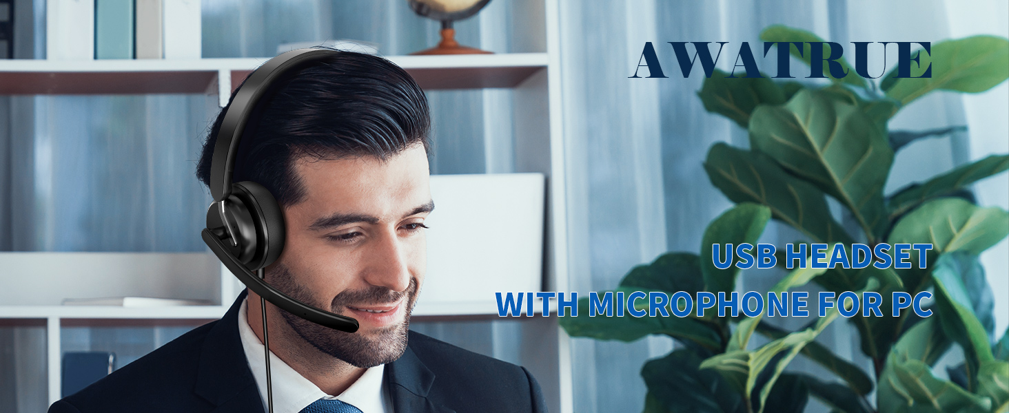 headset with microphone for pc wired computer headset with mic for work noise canceling headset