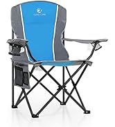 LET'S CAMP Oversized Outdoor Folding Camping Chair, Heavy Duty Arm Chair with Cup Holder and Stor...