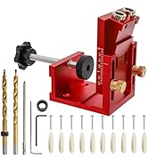 Hiceeden Adjustable Pocket Hole Jig Kit, Aluminum Alloy Pocket Screw Jig Tools Set with 15 Degree...