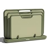 SMIRLY Plastic Cutting Board Set with Holder, Non-Slip Chopping Boards for Kitchen, Dishwasher Sa...