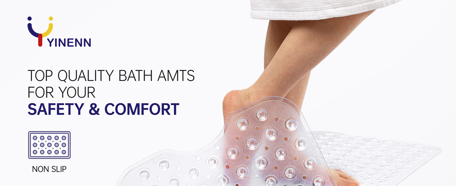 clear non slip bathtub mat with strong suction cups for smooth tub surface