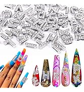 AIERSA Large Letter Nail Charms y2k, 52 Pcs Silver Nail Charms, 3D Initial Rhinestones Nail Art C...