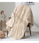 Wemore Fleece Weighted Blanket for Adults (48" x 72" 15lbs, Khaki), Dual Sided Cozy Soft Sherpa H...