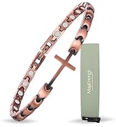 MagEnergy Copper Magnetic Bracelet for Women, Cross Copper Bracelet with 3500 Gauss Magnets, Adju...