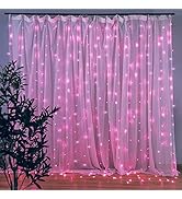 Qunlight 304 LED Valentine's Day Decor Romantic Lights,9.8ftx9.8ft 30V 8 Modes,Window Curtain Str...