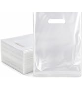 ysmile Small Clear Plastic Shopping Bag with Handle Merchandise for Small Business Poly Die Cut B...