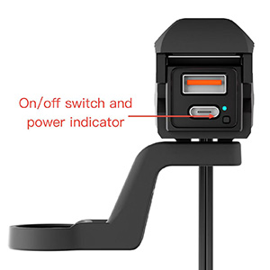 on/off switch and power indicator
