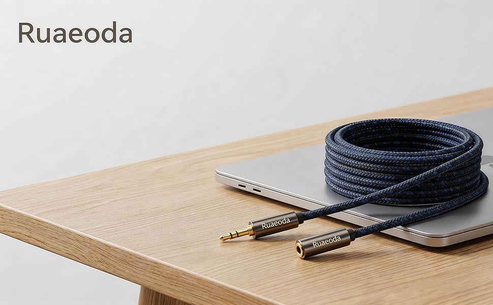 ruaeoda premium 3.5mm audio extension cable aux cord for headphones zero signal loss hifi sound