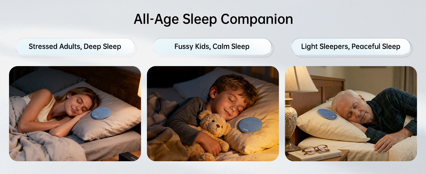 Pillow Speaker for Sleeping, Ultra-Thin Under Pillow White Noise Sound Machine for Side Sleepers