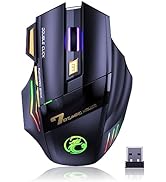 VEGCOO Wireless Gaming Mouse, Rechargeable Silent Wireless Mouse with 4800 DPI Adjustable,Double ...