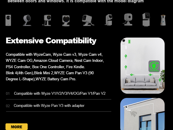 Power Extension Cable Compatible with Wyze Cam V4