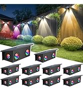 T-SUN Solar Fence Lights Outdoor, Waterproof 8 Mode RGB &amp; Warm White Fence Solar Lights Outdoor, ...