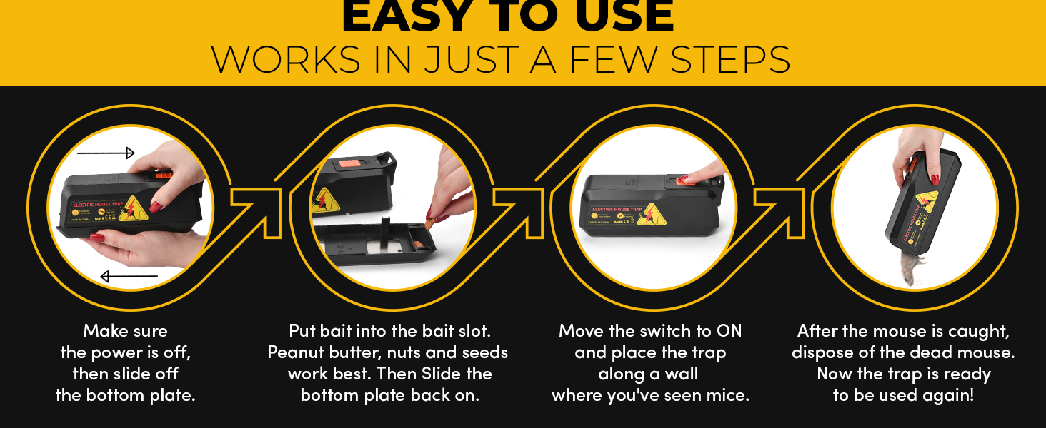 Humane Electronic Rodent Trap Zapper Electric Mouse Rat Squirrel Kill Pest Control Indoor Safe