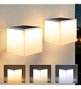 Flacchi Solar Wall Lights 2 Pack - 32 LED Dual-Color (Warm White/Cool White) Solar Cube Light Out...