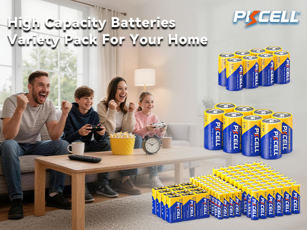 PKCELL 128 Counts Battery Variety Pack Assorted Batteries Set 
