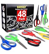 Scissors, BURVAGY 8" Multipurpose Scissor Bulk 48 Pack, Comfort Grip Handles Ultra Sharp Blade Sh...