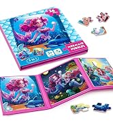 Magnetic Jigsaw Puzzles for Toddlers Kids 3-8 Girls,(3 36-Pieces) Travel Puzzles Toys for Kids Ag...