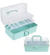 3-Layer Craft Organizers and Storage, Portable Art Supply Organizer with Handle, Dividing Craft B...