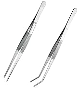 Kitchen Long Tweezers Set, LEEFONE 2 PCS 12 Inch Stainless Steel Food Tweezers with Precision Ser...