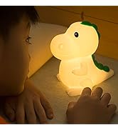 QANYI Dinosaur Night Light for Kids, Cute Color Changing Dinosaur Room Decor Lamp for Boys, Silic...