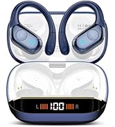 Qecnato Wireless Earbuds Bluetooth Headphones Stereo Deep Bass Sports Ear Buds with Earhooks, Blu...